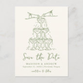Whimsical Champagne Tower Green Bewaar de datum Aankondigingskaart (Voorkant)