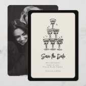 Whimsical Champagne Tower Handgeschreven bruiloft  Kaart (Voorkant / Achterkant)