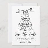 Whimsical Champagne Tower handgeschreven foto Save The Date (Voorkant)