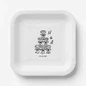 Whimsical Champagne Tower Huwelijkscocktail Papieren Bordje (Voorkant)