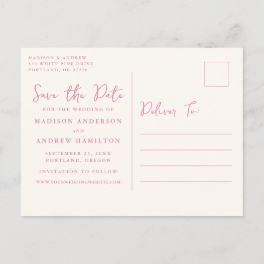 Whimsical Champagne Tower Pink Save the Date Aankondigingskaart (Achterkant)