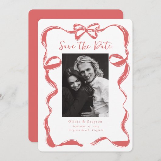 Whimsical Champagne Tower Save the Date Hand getek (Voorkant / Achterkant)