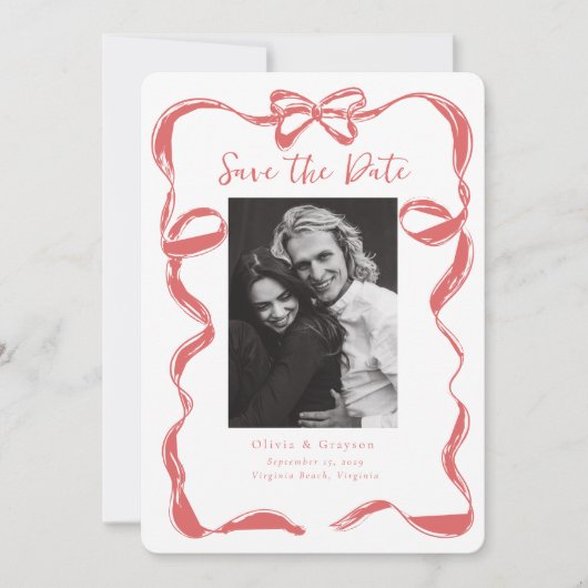 Whimsical Champagne Tower Save the Date Hand getek (Voorkant)