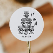Whimsical Champagne Tower Wedding Favorieten Ronde Sticker