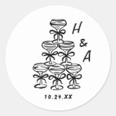 Whimsical Champagne Tower Wedding Favorieten Ronde Sticker (Voorkant)