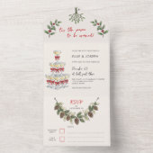 Whimsical Champaign Kerst Huwelijk All In One Uitnodiging (Binnen)