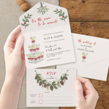 Whimsical Champaign Kerst Huwelijk
