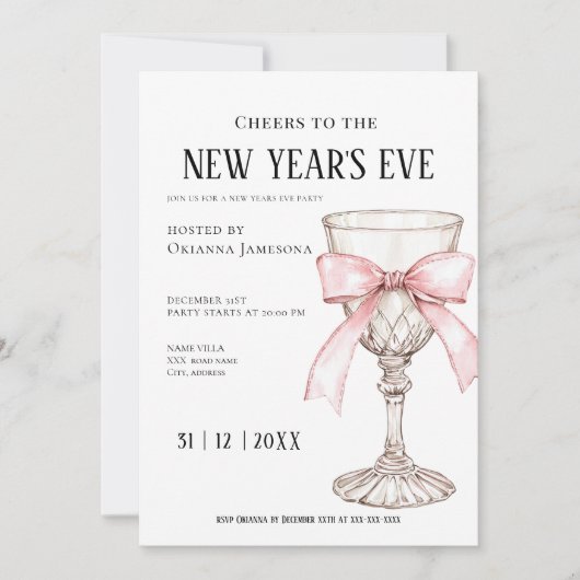 Whimsical Champaign Oud en Nieuw-feest Kaart (Voorkant)