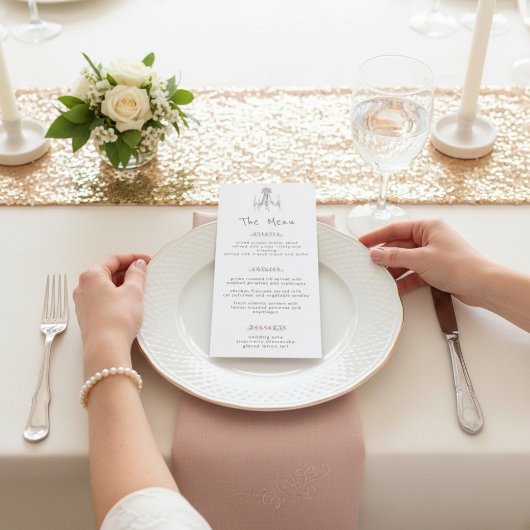 Whimsical Chandelier Dessert Cake Wedding Menu