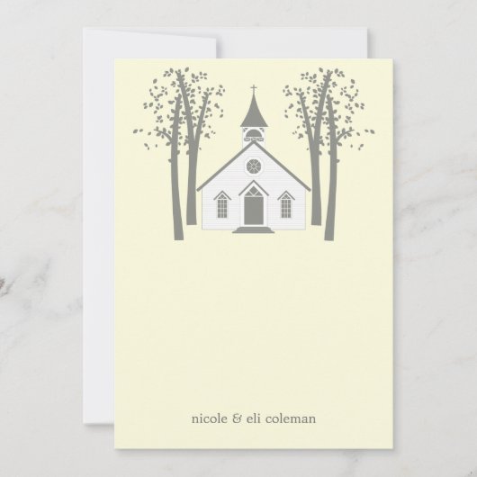 Whimsical Chapel Wedding Flat Hartelijk dank Notitiekaartje (Voorkant)