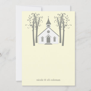 Whimsical Chapel Wedding Flat Hartelijk dank Notitiekaartje