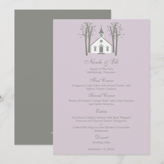 Whimsical Chapel Wedding Menu Card (Voorkant / Achterkant)