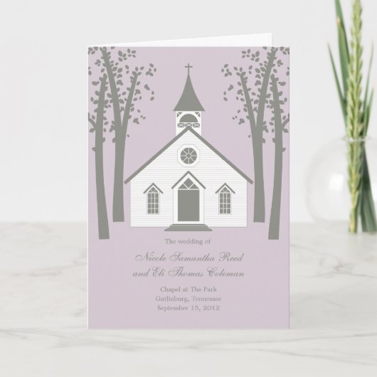 Whimsical Chapel Wedding Program Kaart (Voorkant)
