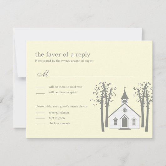 Whimsical Chapel Wedding RSVP / Responskaart (Voorkant)