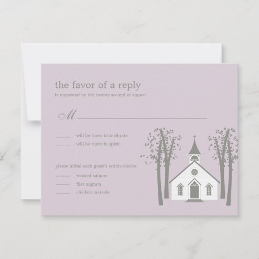 Whimsical Chapel Wedding RSVP / Responskaart (Voorkant)