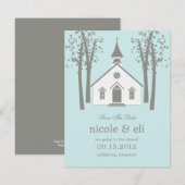 Whimsical Chapel Wedding Save the Date Card (Voorkant / Achterkant)