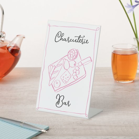Whimsical Charcuterie Bar Teken Reclamebord Met Voetstuk (Insitu)