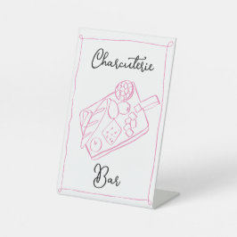Whimsical Charcuterie Bar Teken Reclamebord Met Voetstuk