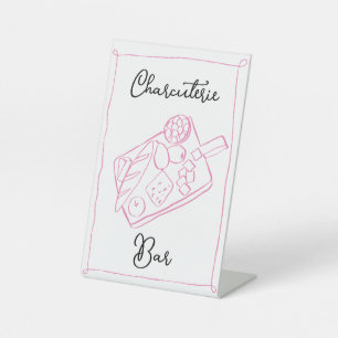 Whimsical Charcuterie Bar Teken Reclamebord Met Voetstuk
