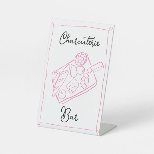 Whimsical Charcuterie Bar Teken Reclamebord Met Voetstuk (Voorkant)
