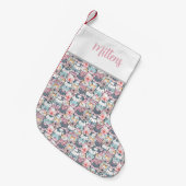 Whimsical Charm Monogrammed Multi-Patroon Katten Kleine Kerstsok (Voorkant (Hangend))
