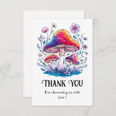 Whimsical Charming Mushroom Baby shower Bedankkaart (Voorkant / Achterkant)