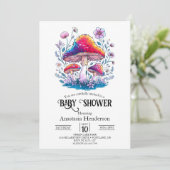 Whimsical Charming Mushroom Baby shower Kaart (Staand voorkant)