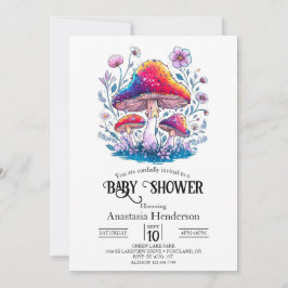 Whimsical Charming Mushroom Baby shower Kaart