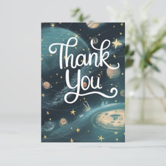 Whimsical Charming Stars Celestial Bedankkaart (Staand voorkant)