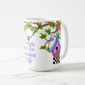 Whimsical Checkerboard Birdhouse Koffiemok (Voorkant rechts)