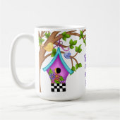 Whimsical Checkerboard Birdhouse Koffiemok (Links)