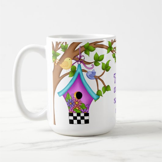 Whimsical Checkerboard Birdhouse Koffiemok (Links)