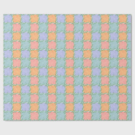 Whimsical Checkered Tegel met Bladerige Vines Cadeaupapier