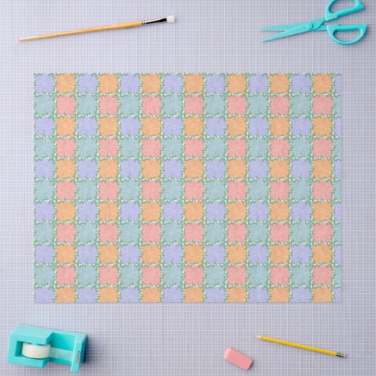 Whimsical Checkered Tegel met Bladerige Vines Tissuepapier (Craft)