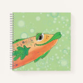 Whimsical Cheerful Fish Art in Oranje en groen Notitieboek (Voorkant)