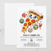 Whimsical Cheese Pizza Verjaardag Kaart (Voorkant / Achterkant)