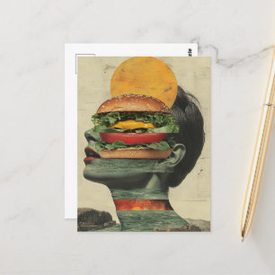Whimsical Cheeseburger Fantasy Portrait Design Briefkaart