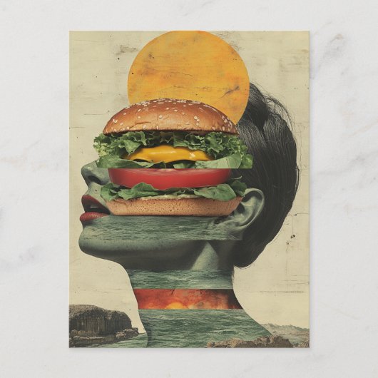 Whimsical Cheeseburger Fantasy Portrait Design Briefkaart (Voorkant)