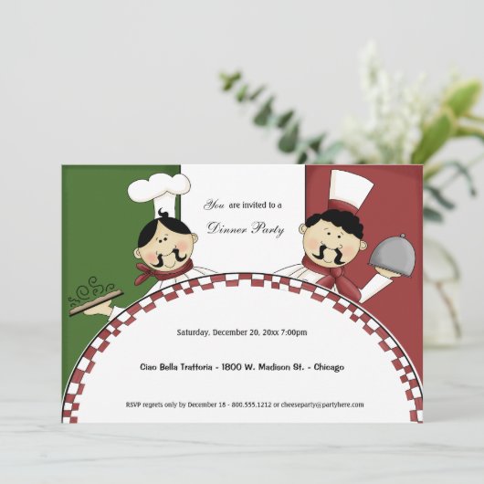Whimsical Chef Dinner Party nodigt uit Kaart (Staand voorkant)