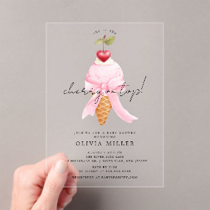 Whimsical Cherry Baby shower Acryl Uitnodigingen
