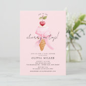 Whimsical Cherry Baby shower Kaart (Staand voorkant)