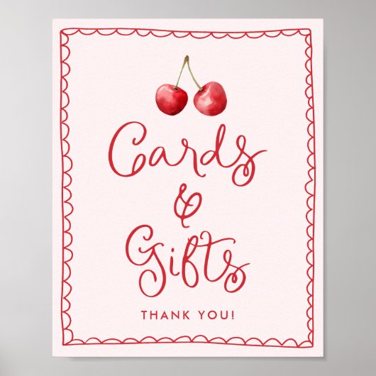 Whimsical Cherry Baby shower Kaarten en geschenken Poster (Voorkant)