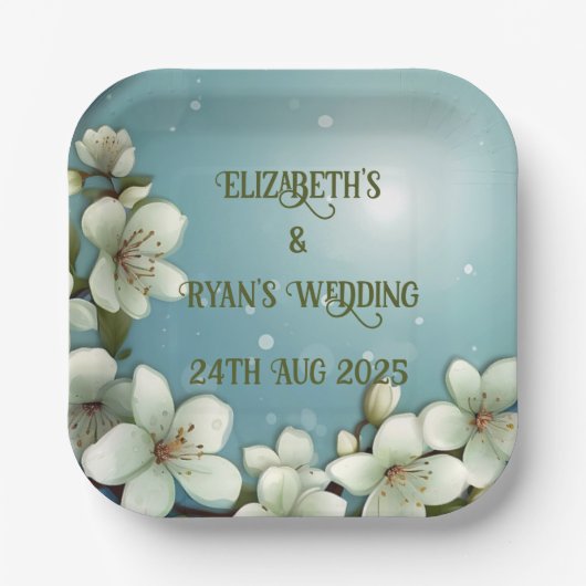 Whimsical Cherry bloesem met Sparkles Papieren Bordje (Voorkant)