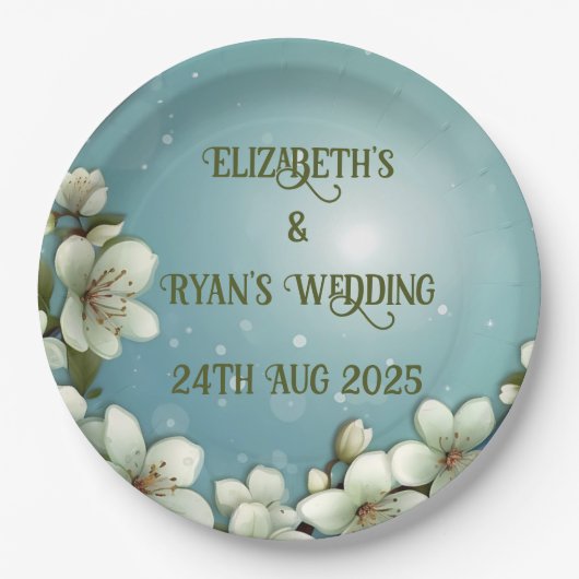 Whimsical Cherry bloesem met Sparkles Papieren Bordje (Voorkant)