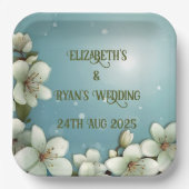 Whimsical Cherry bloesem met Sparkles Papieren Bordje (Voorkant)