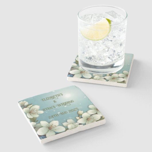 Whimsical Cherry bloesem met Sparkles Stenen Onderzetter (Zijkant)