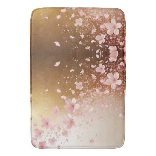 Whimsical Cherry Blossom Blizzard op Golden Badmat (Voorkant Verticaal)