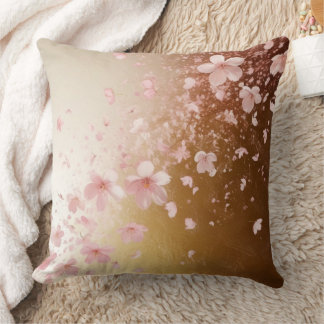 Whimsical Cherry Blossom Blizzard op Golden Kussen