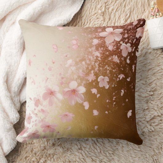 Whimsical Cherry Blossom Blizzard op Golden Kussen (Deken)