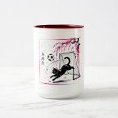 Whimsical Cherry Blossom Cat – Perfect for Sprorts Tweekleurige Koffiemok (Center)
